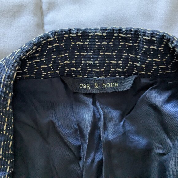 Rag & Bone Men's Slim Fit Navy Blazer with Embroidery Detail, Size 40 - Picture 5 of 9